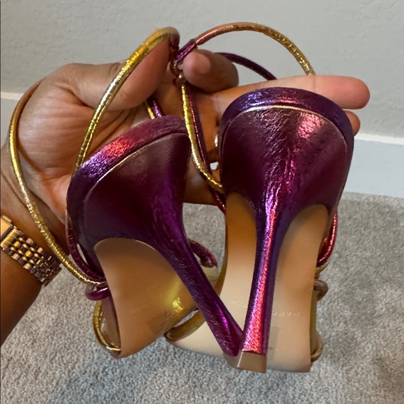 Marc Fisher Dareta Metallic Heeled Sandal Ombre Yellow Purple Size 9.5 - Picture 4 of 5